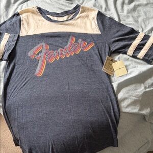 Fender Kids Blue and Cream Long Sleeve Tee